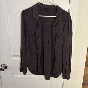 Rock & Republic Women's Dark Purple Plum Button Down Shirt